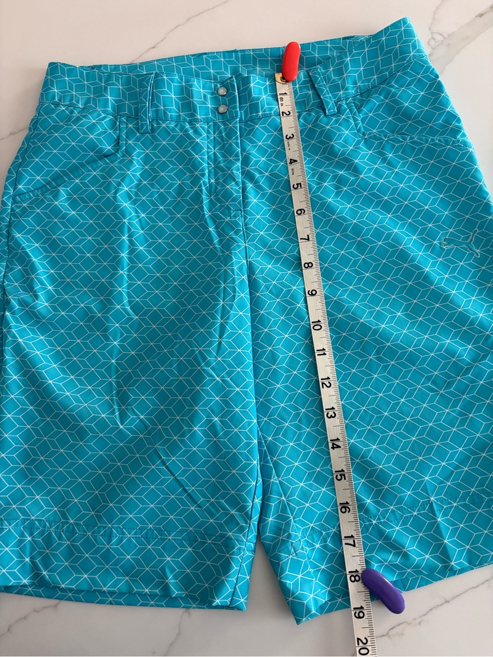 Puma women Turquoise Geometric chino Shorts